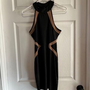 Charlotte Russe Womens Black Mesh Cutout Halter Bodycon Mini Dress Small